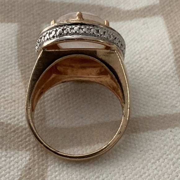 Rose Quartz Vermeil Cocktail Ring, Size 6.5 - Picture 3 of 6